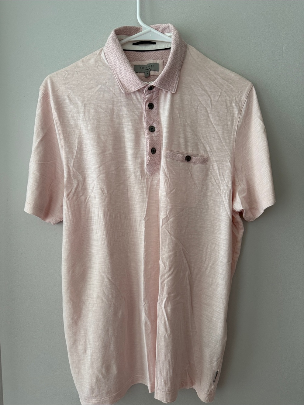 Ted Baker Light Pink Short Sleeve Polo Shirt  Size 4 Medium